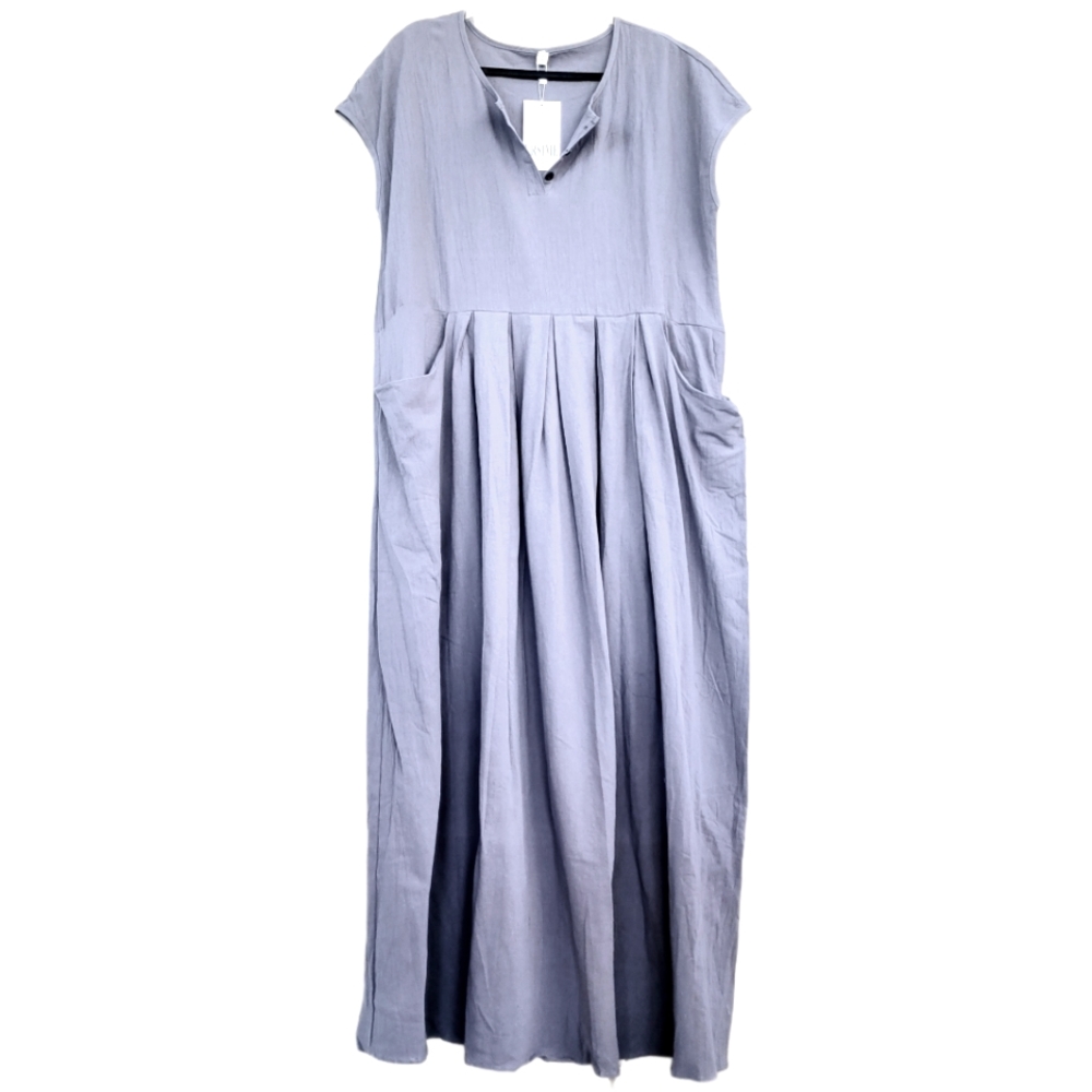 Linen Grey Maxi Dress with Pockets Size 2x